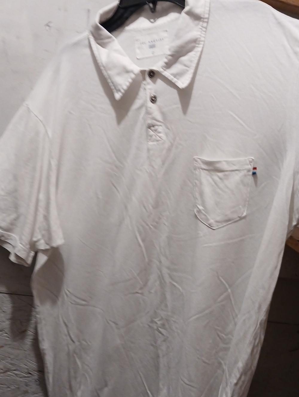 Sol Angeles White Men's Polo with Chest Pocket Size Large